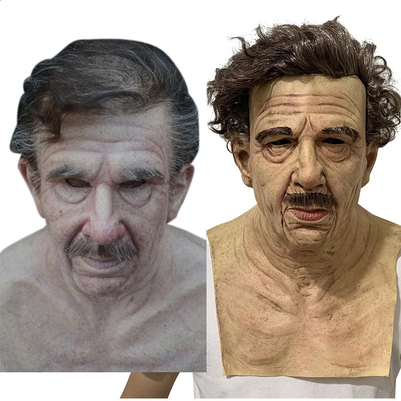 Old Man Mask Halloween Party April Fools Day Wrinkle Full For Head Mask Face Mask Party Supplies Thriller Cosplay Props 240823