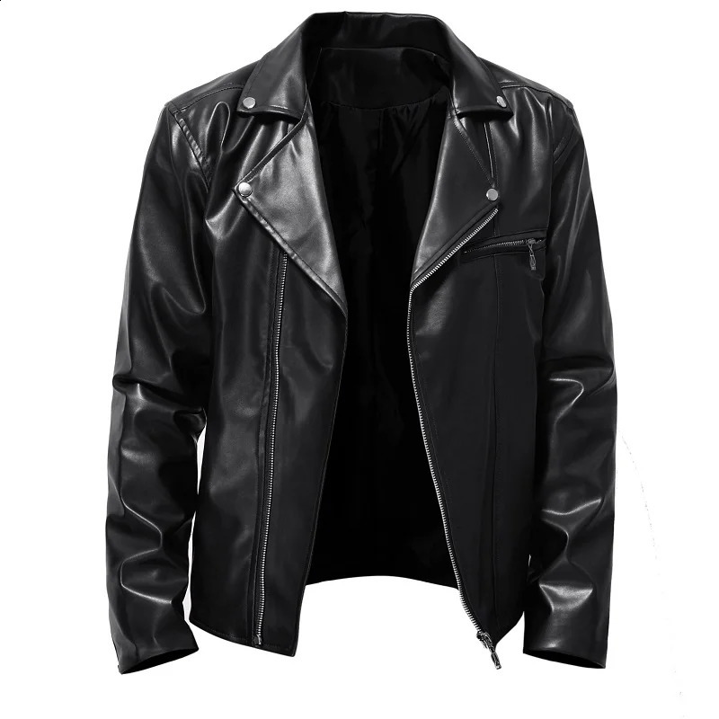 Spring Autumn Fashion Men Streetwear Black PU Leather Jacket Mens Zipper Hip Hop Coat Male Motorcycle Faux Leather Jackets 240822