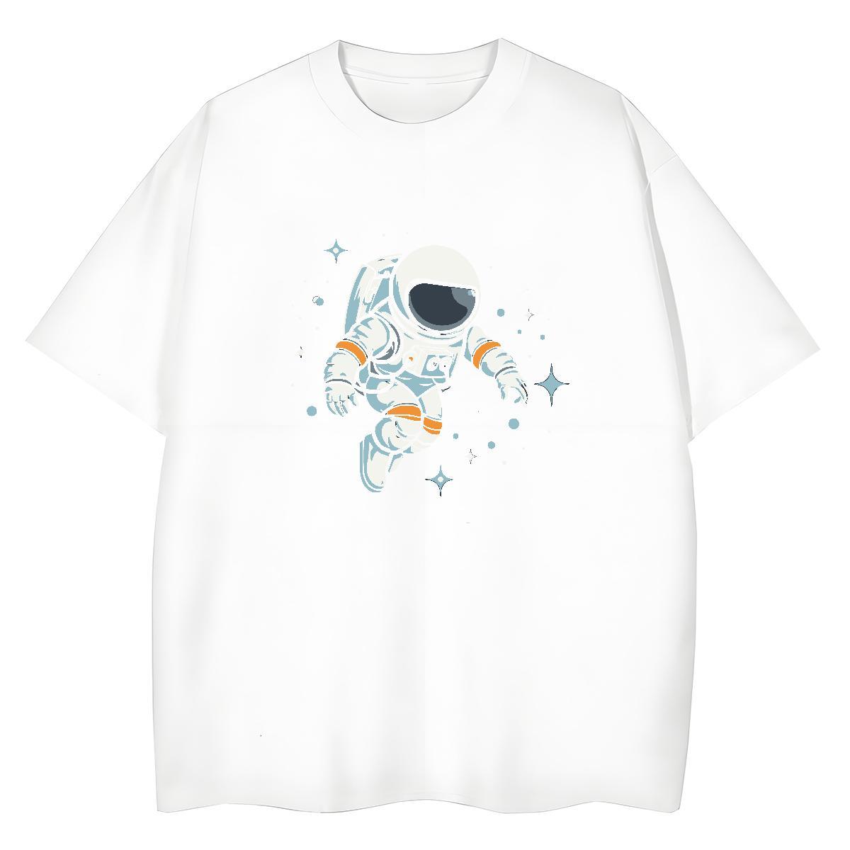 Unisex Women Tees 230g Pure Cotton cosmonaut Street Wear T-Shirts Breathable DIY Printed Tops