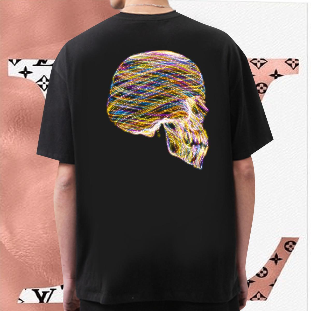 Wholesale Men T Shirts 100% Cotton 230g skull Anime Printing Street Black Oversized O Neck Short Sleeves Men Clothes T-Shirt Designer Top Tees