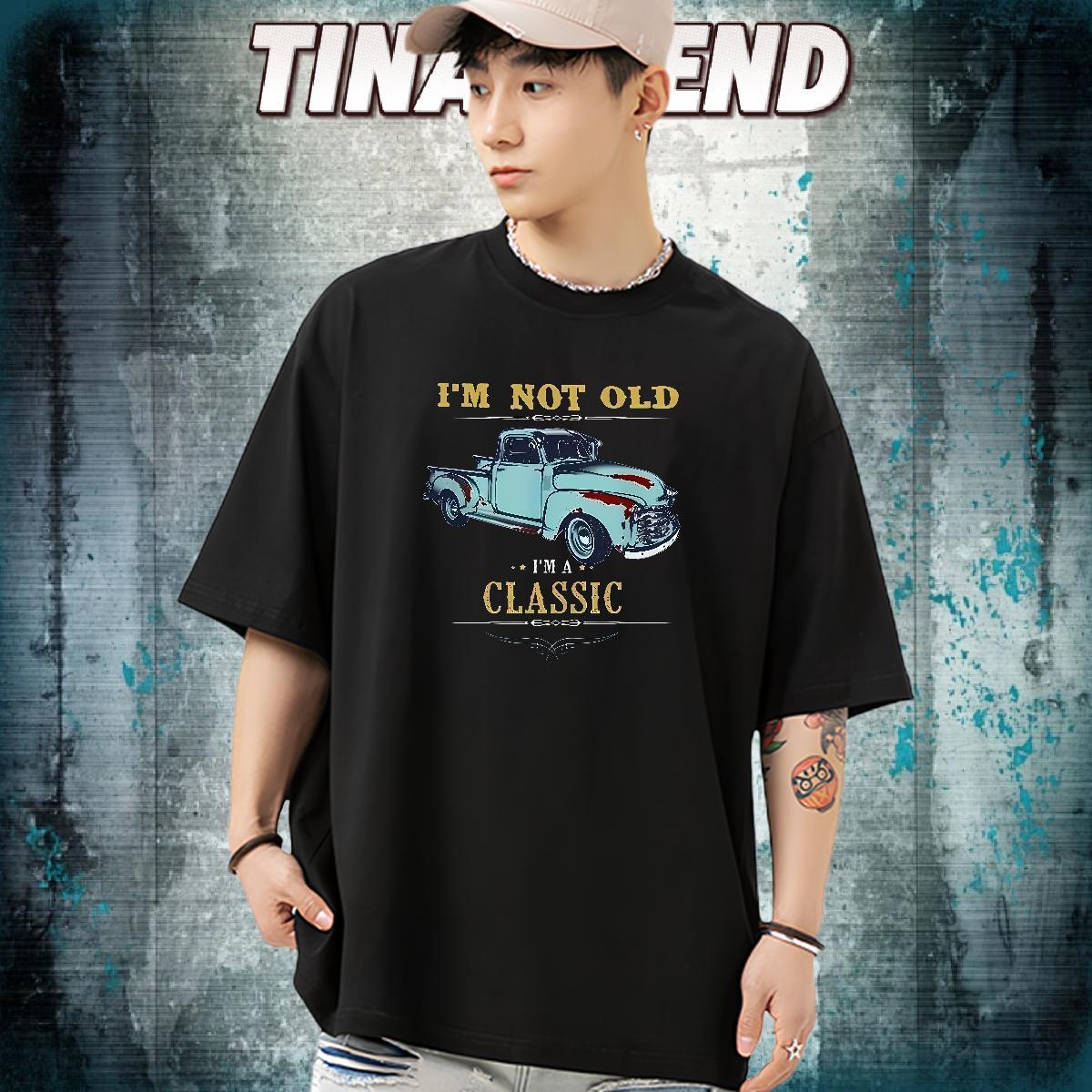 Unisex T shirt 230g 100% Cotton car Daily Outfit Black White Short Sleeve O-Neck Men Clothes T-Shirt New Arrival Tshirts