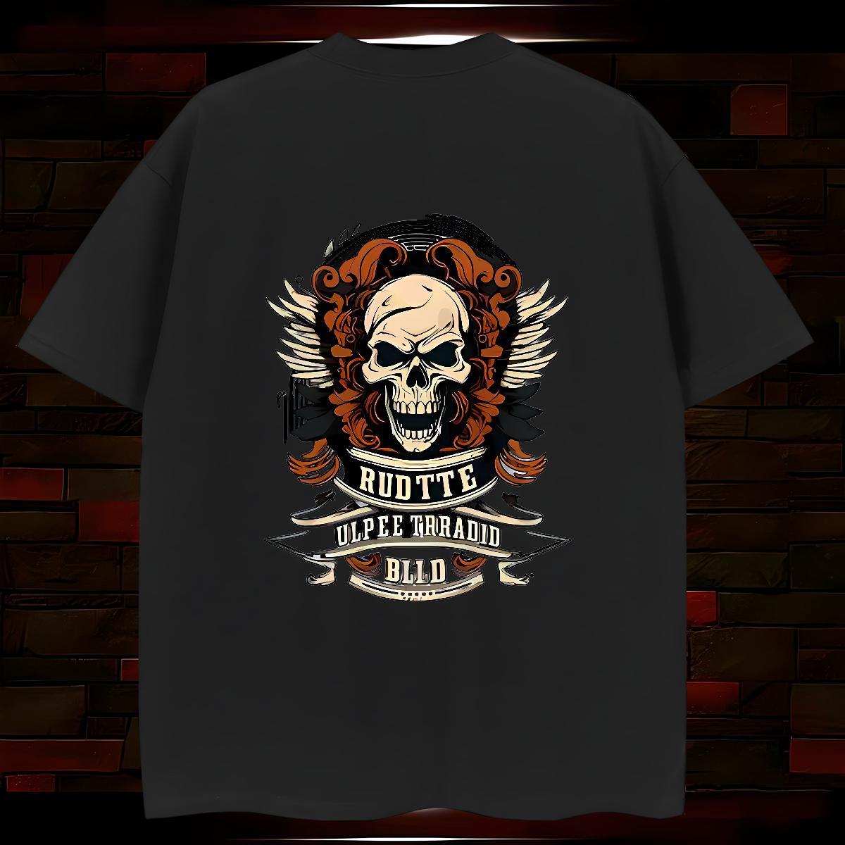 Unisex T-Shirts for Men 230g Cotton skull Hip Hop Cartoon Print Short Sleeve Soft Men Clothes T-Shirt Designer Top Tees