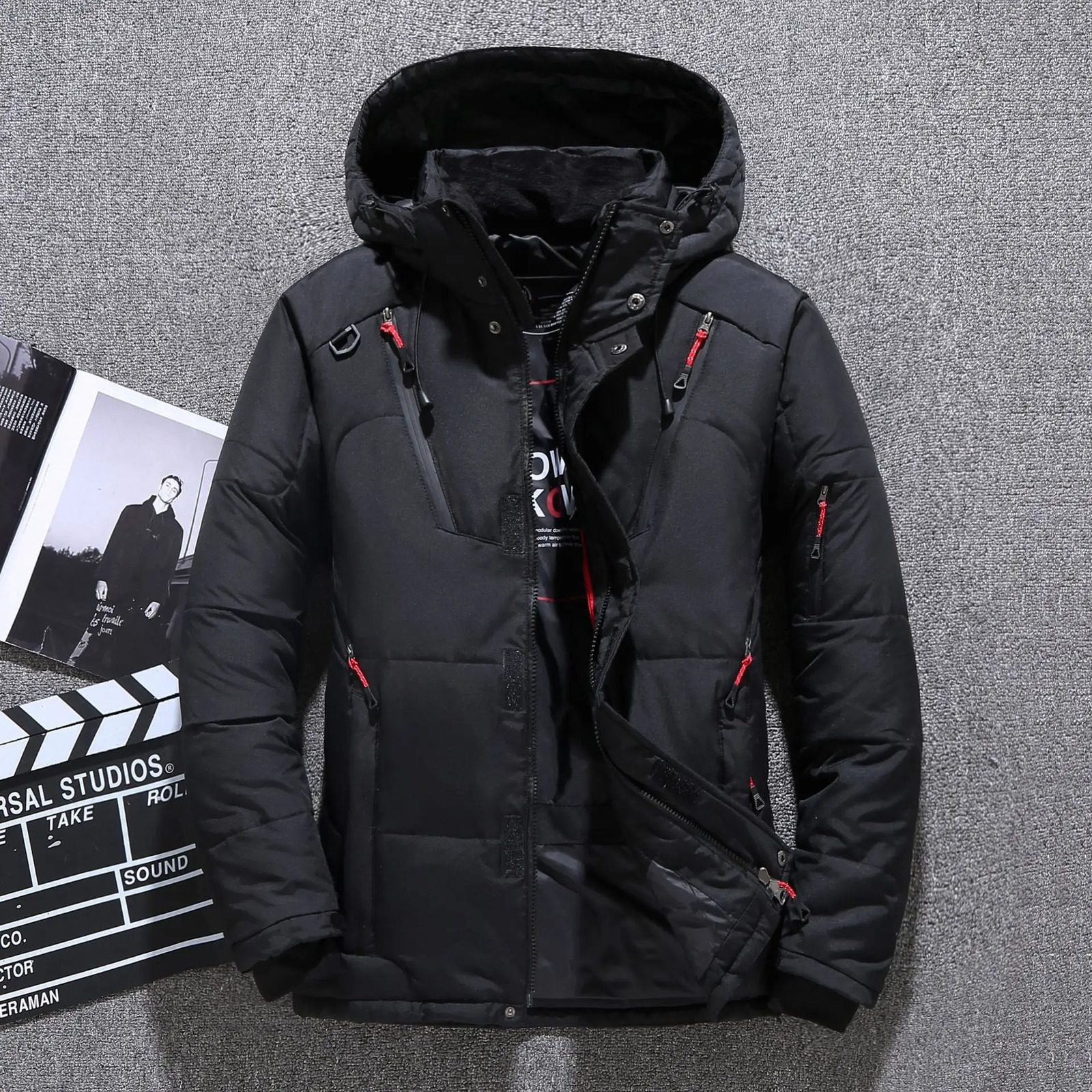 Mens duck down jacket winter warm hooded thick inflatable casual highquality coat outdoor streetwear mens Parka 240822