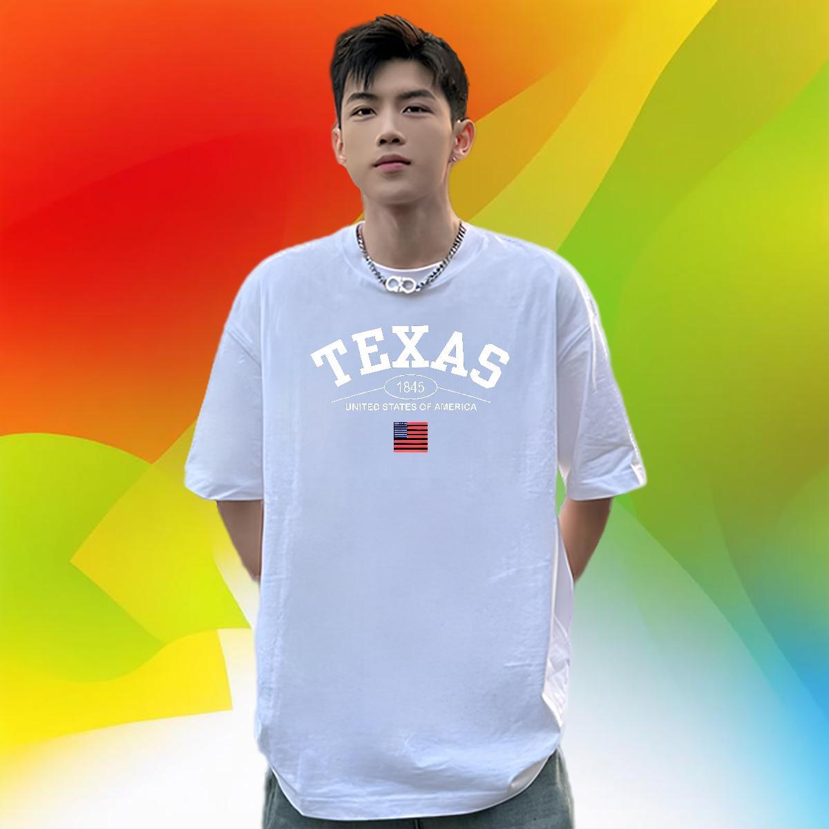Soft T-Shirts for Men 230g Cotton letter Daily Outfit Cartoon Print Round Neck Short Sleeve Tshirts 2024 Designer Top Tees