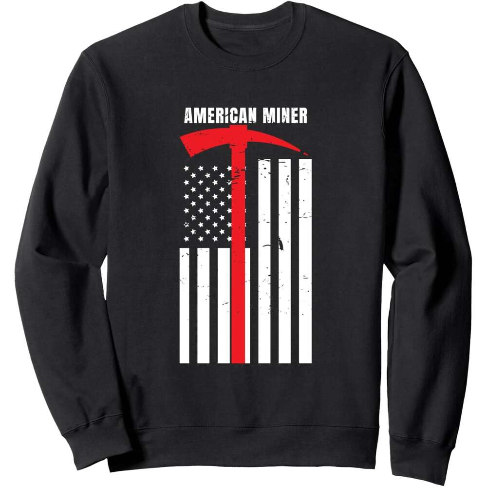 Long Sleeve Shirts for Men sweatshirt American Miner Coal Gold Pickaxe Patriotic Gift Sweatshirt T shirt Tee Streetwear Casual tops clothes