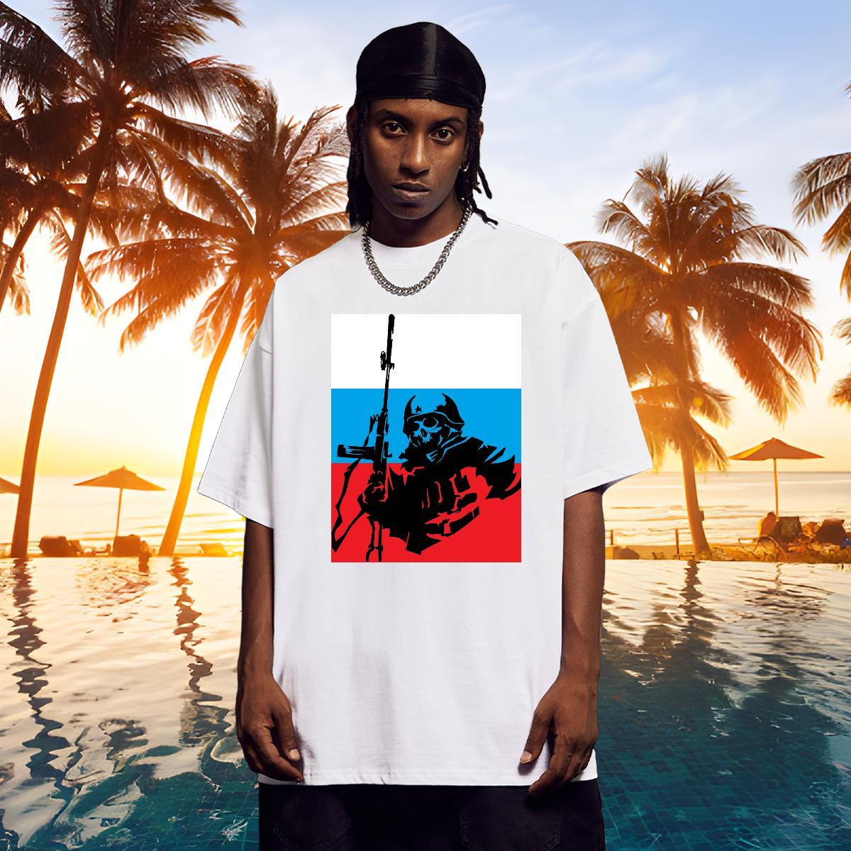 Classic T shirt 230g 100% Cotton skull High Street Hip Hop Black Oversized O-Neck Short Sleeve Couples T Shirts New Tees Shirts