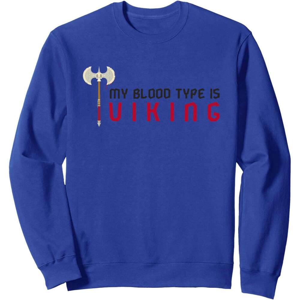 Long Sleeve Shirts for Men sweatshirt My Blood Type Is Viking Funny Norse Mythology God Gift Sweatshirt T shirt Tee Streetwear Casual tops clothes