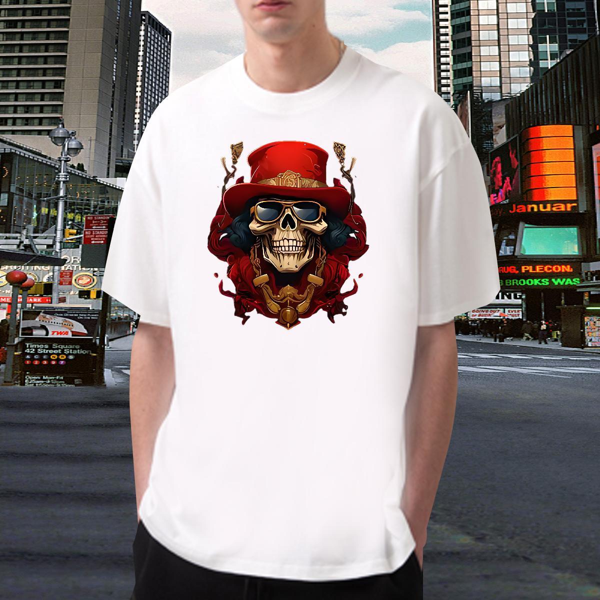 TOP Quality T-Shirts 230g Cotton skull Casual Beach DIY Printed Pure Cotton Tshirt for Man Woman DIY Customized Clothes