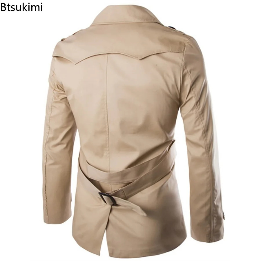 England Style Mens Trench Coat Fashion Cotton Double-breasted Mid-leng Jackets Boutique Windproof Coats Business Gentleman 240822