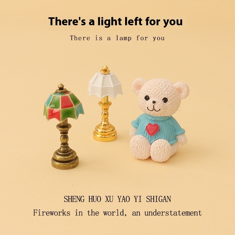 Cute Cartoon Bear Desk Lamp Model Charming Miniature Home Interior Decor Piece