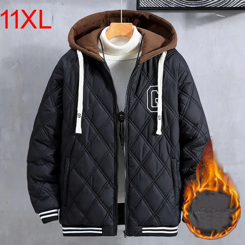 Oversized jacket Parded Parkas thick cotton mens loose and warm hooded large 10XL 11XL winter 240822