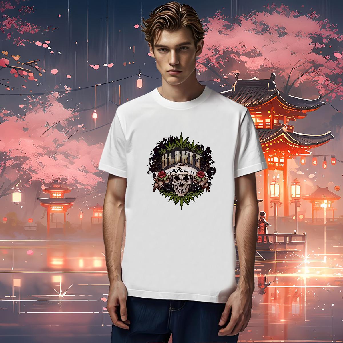 Brand Men T Shirts 230g Cotton skull Hip Hop Customized Print O Neck Short Sleeves Couples T Shirts Stylist Wear