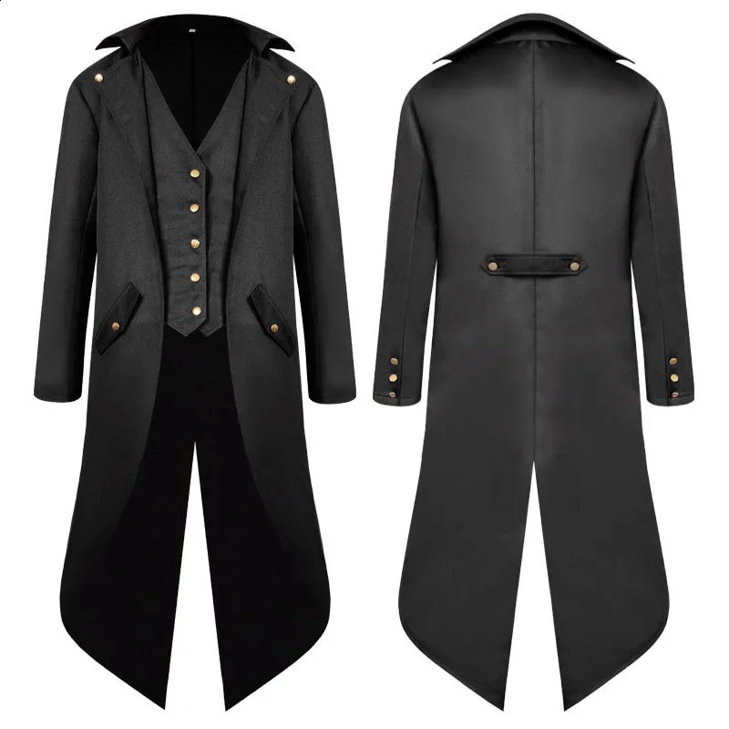 Men Renaissance Steampunk Tailcoat Halloween Costumes Vintage Green Pirate Victorian Gothic Medieval Jacket Vintage Frock Coat 240822