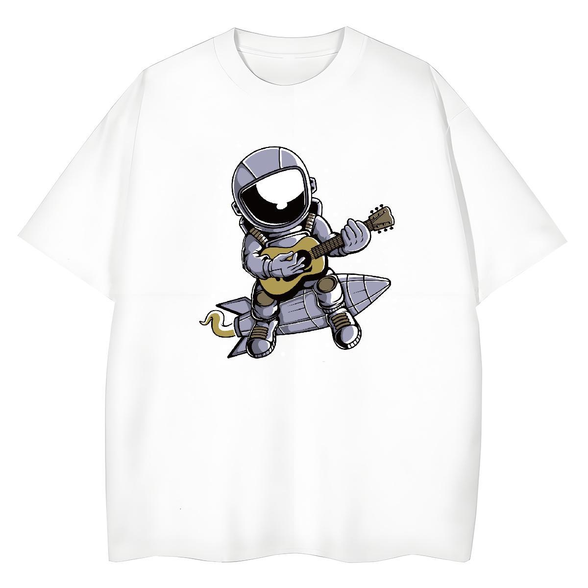 Female Couples T Shirts 230g Pure Cotton cosmonaut Summer Casual T Shirt For Woman Round Neck Short Sleeve Customized Print Tops Shirt