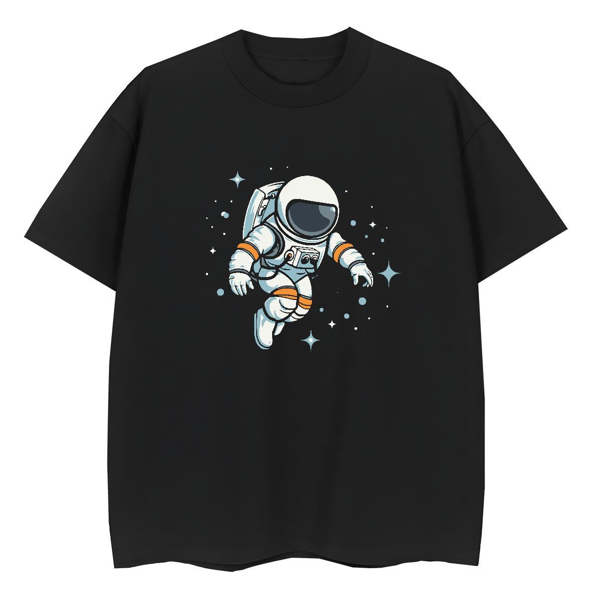 Unisex Women Tees 230g Pure Cotton cosmonaut Street Wear T-Shirts Breathable DIY Printed Tops