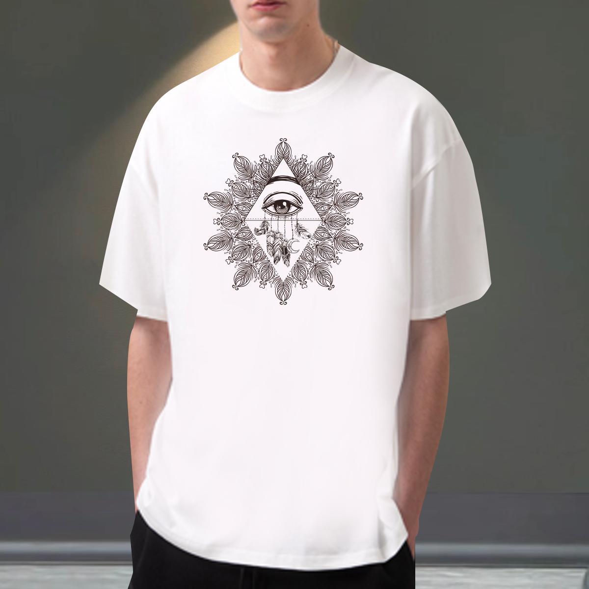 Cool Design T-Shirts 230g 100% Cotton eye of the devil Summer Casual Black Oversized O Neck Short Sleeves Men Tops Tees 2024 DIY Tees Shirts