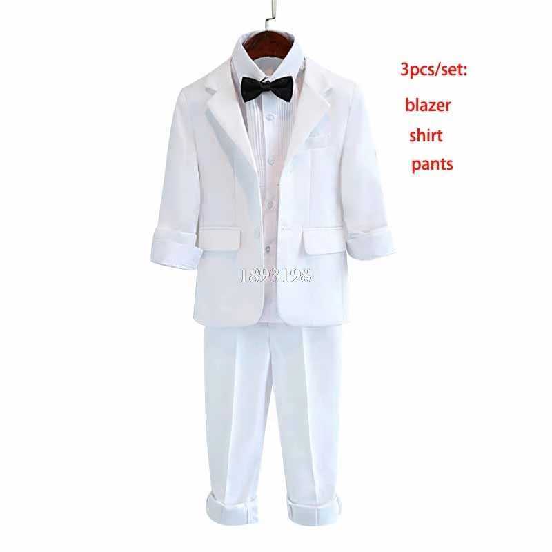 Childrens White Formal 3-Piece Flower Boy Wedding Party Baptist Host Dress Clothing Childrens Jacket Set W240823