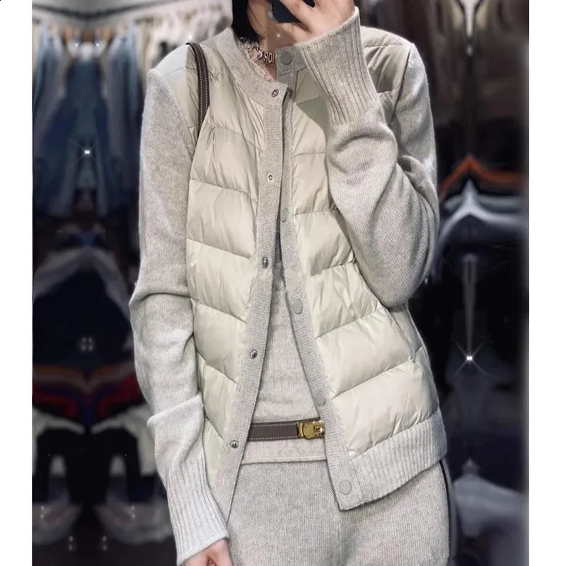 winter spliced down jacket cotton padded cropped fashionable casual cardigan womens 240822
