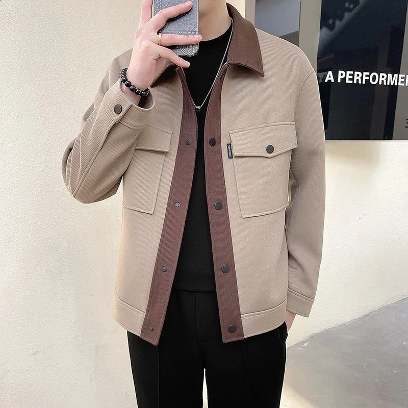 Autumn Cargo Jacket Men Korean Streetwear Fashion Loose Casual Vintage Ccoat Spring Jacket Outerwear 240822