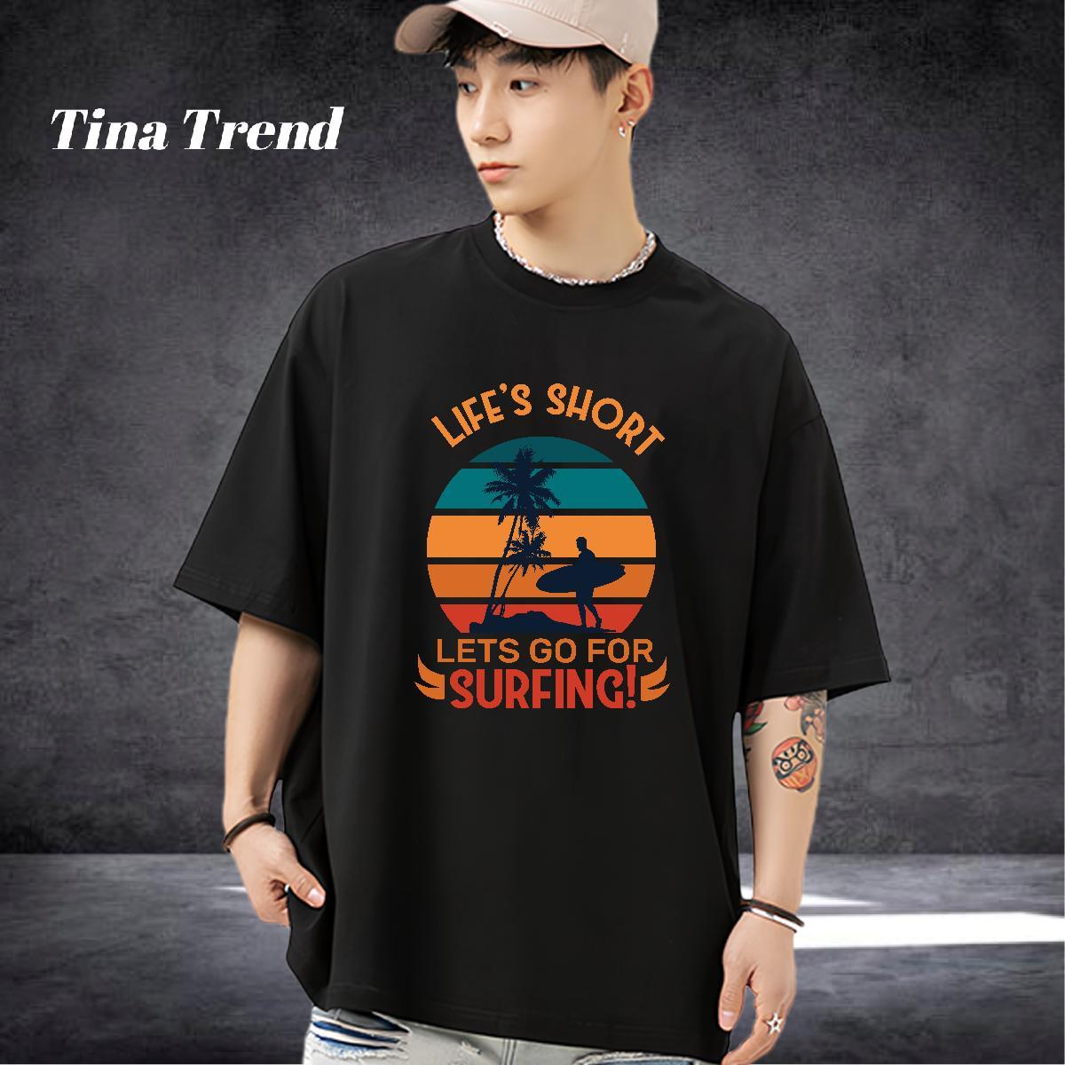 Soft Men T Shirts 100% Cotton 230g beach Casual DIY Anime Breathable Short Sleeve Men Clothes T-Shirt Factory Direct Polos