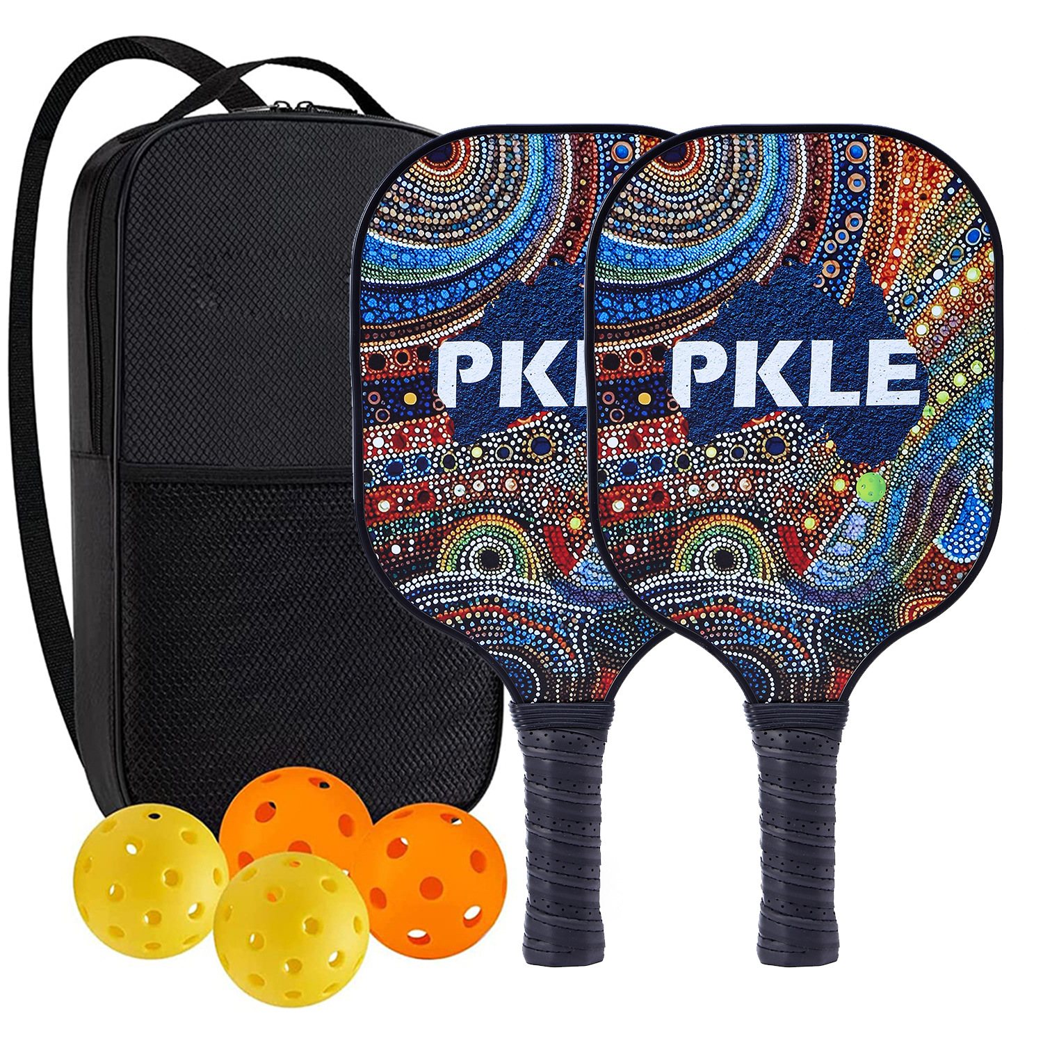 Palette de pickleball en fibre de verre haute performance pour les matchs en plein air compétitifs 2 paddle 4 balle 1 sac 9973