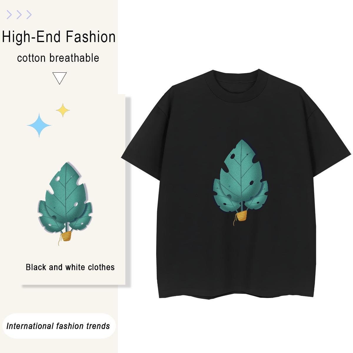 High quality Women Tees 230g 100% Cotton painting Beach T shirt Breathable Crew Neck Custom Print Oversized Clothings