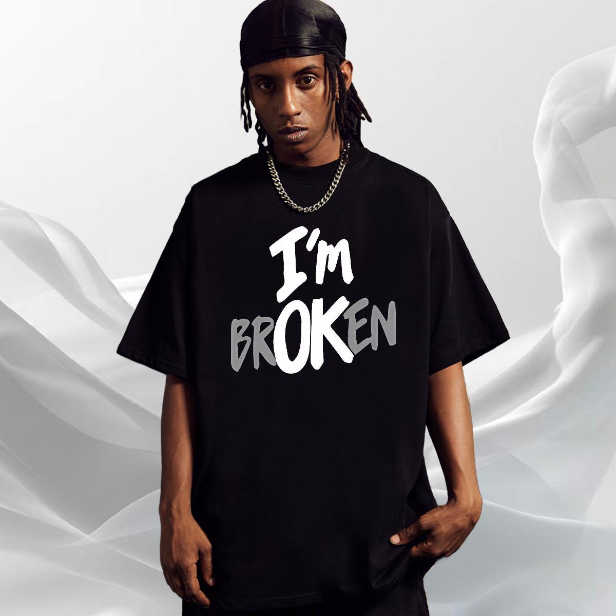 Free Shipping T-Shirts for Men 100% Cotton 230g letter Daily Outfit Anime Print Round Neck Short Sleeve Mens Tshirts 2024 Polos