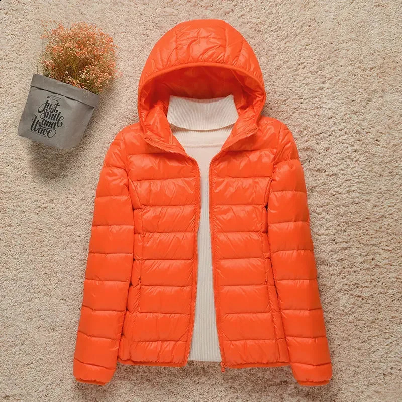 womens cold jacket winter light white duck down ultrathin inflatable portable windproof 240823
