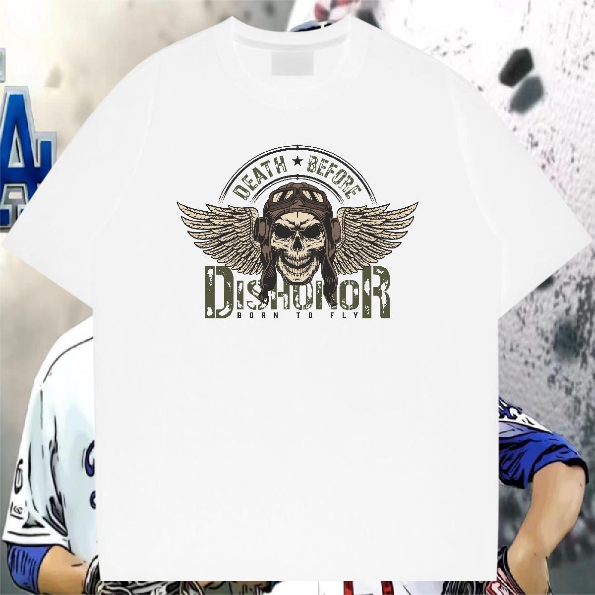 Cool Design T shirt 100% Cotton 230g skull Sport Anime Print Round Neck Short Sleeve Tshirt for Man Woman Custom Clothes