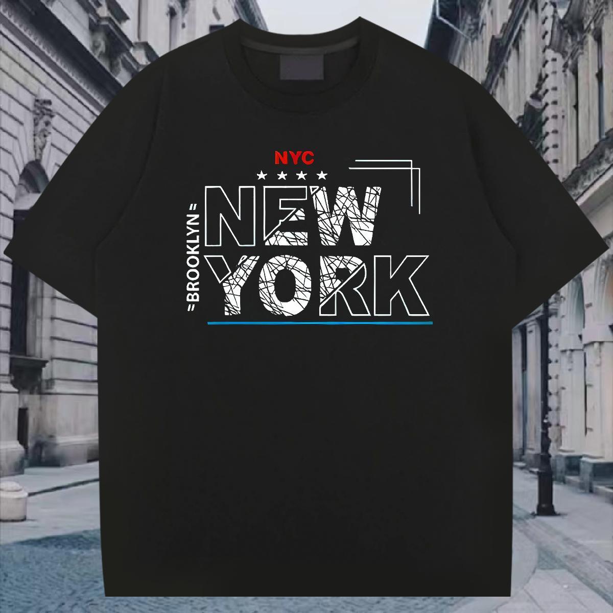 Cool Design T-Shirts 230g 100% Cotton New York Street Casual Black Oversized Breathable Mens Tshirts Wholesale Tees Shirts