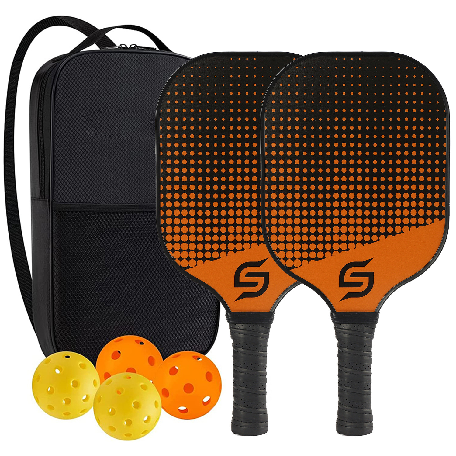 High-Performance Fiberglass Pickleball Paddle for Competitive Outdoors Games 2 Paddle & 4 ball & 1 bag 9974