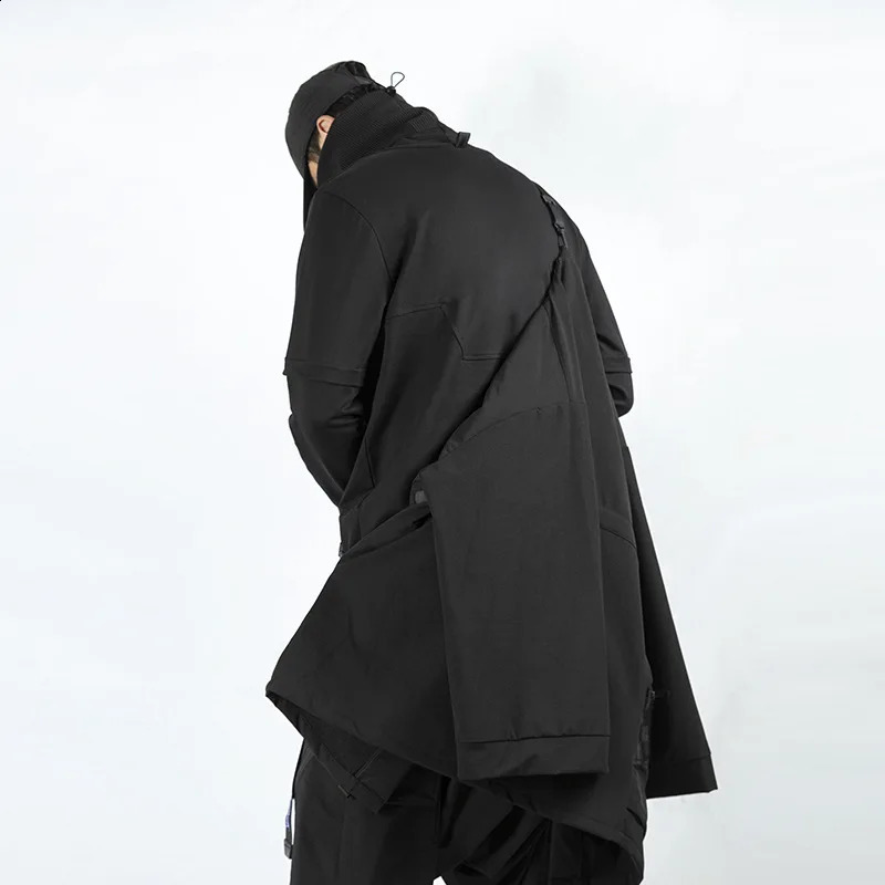 HKSH Spring Autumn Functional Ninja Taoist Robe Long Sleeve Loose Coat Punk Dark Windbreaker Mens Chic Techwear HK0168 240822