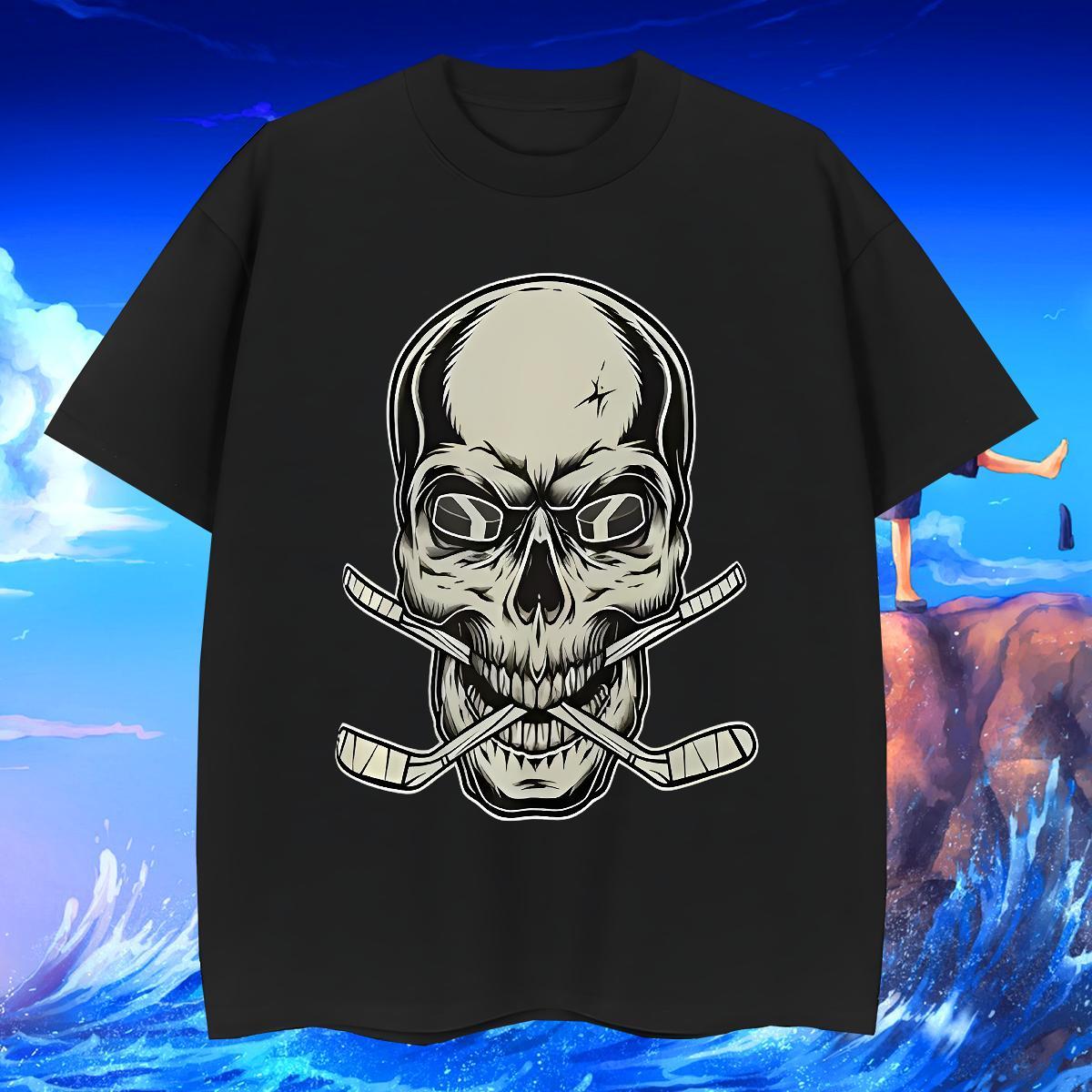 Loose Fit Mens T Shirts 100% Cotton 230g skull Daily Outfit Black White Breathable Short Sleeve Men Clothes T-Shirt 2024 Summer Tees Shirts