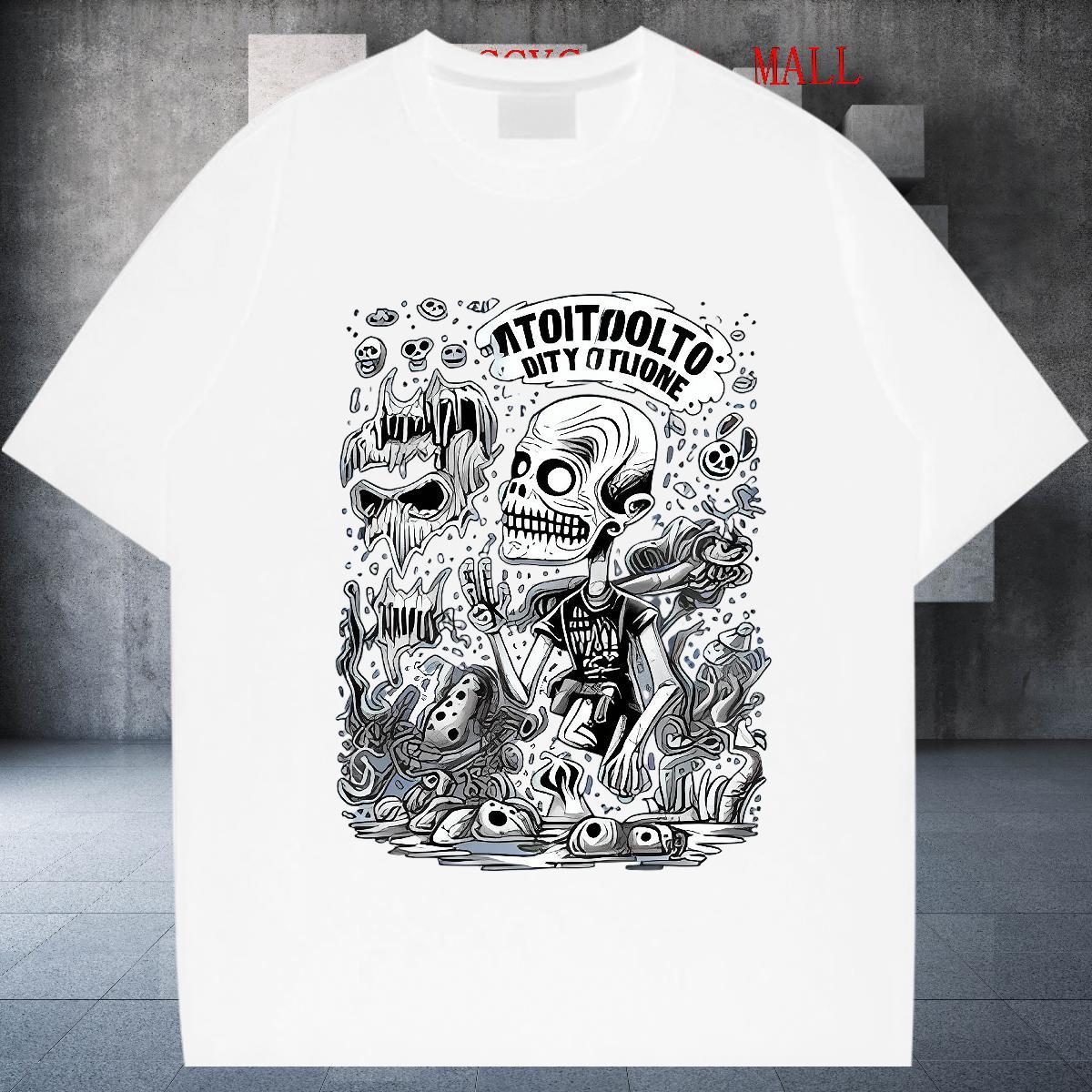 High Quality T shirt 230g 100% Cotton skull Spring Summer Oversized 4XL Pure Cotton Men Tshirts Fashion New Polos