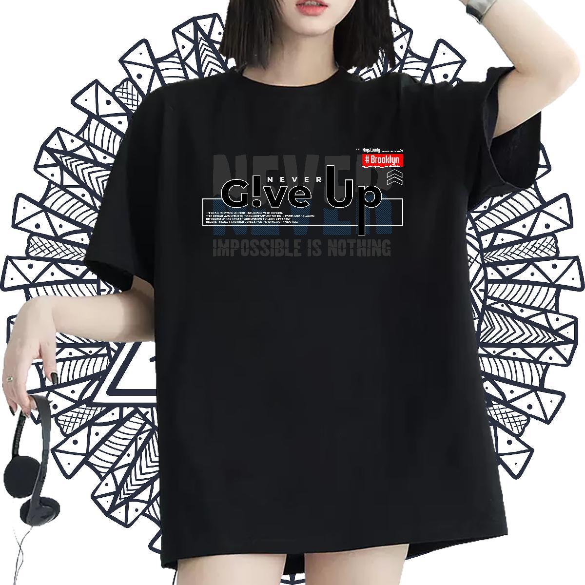 Soft Lady T shirt 230g Cotton letter Street T-Shirts for Women Breathable Cartoon Floral Printing Clothings