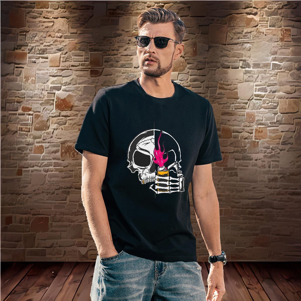 High Quality T Shirts Men 230g 100% Cotton skull Daily Wear Anime Crew Neck Men Tops Tees Factory Direct Tops Shirt