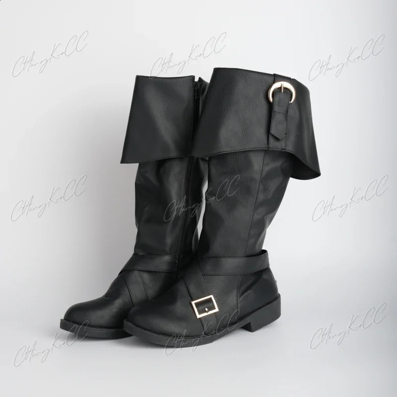 Medieval Viking pirate soldier role-playing knight boots Halloween mens fashionable buckle shoes womens retro party high heels 240823