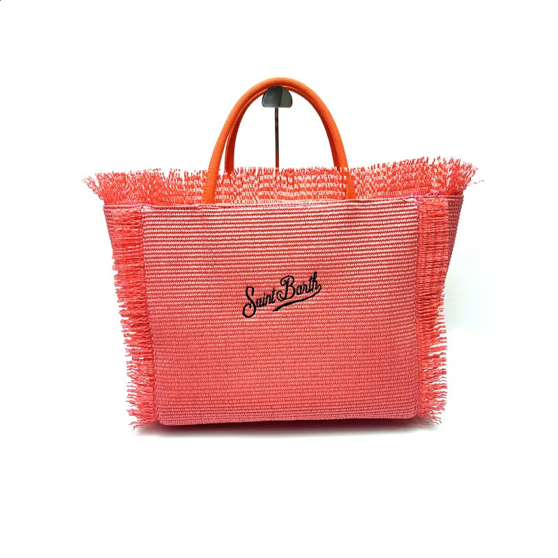 womens high-capacity leisure tourism straw mat handmade tassel handbag tote bag 240822