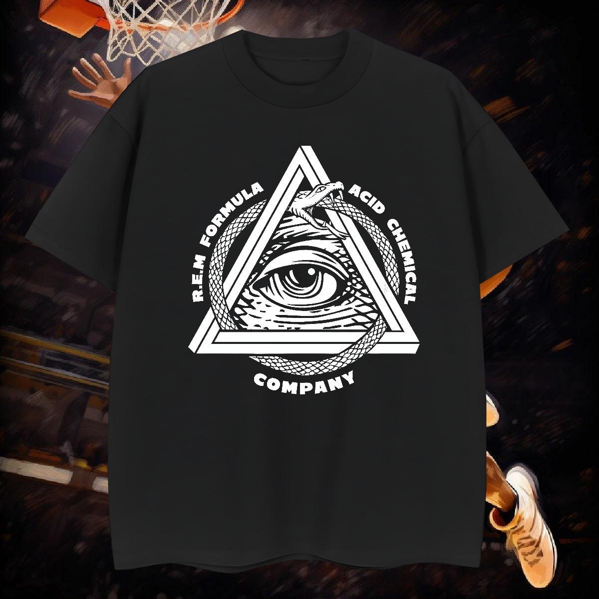 TOP Quality T shirt 100% Cotton 230g eye of the devil Outdoor Cartoon Print Crew Neck Breathable Men Tees Classic Casual Top Tees