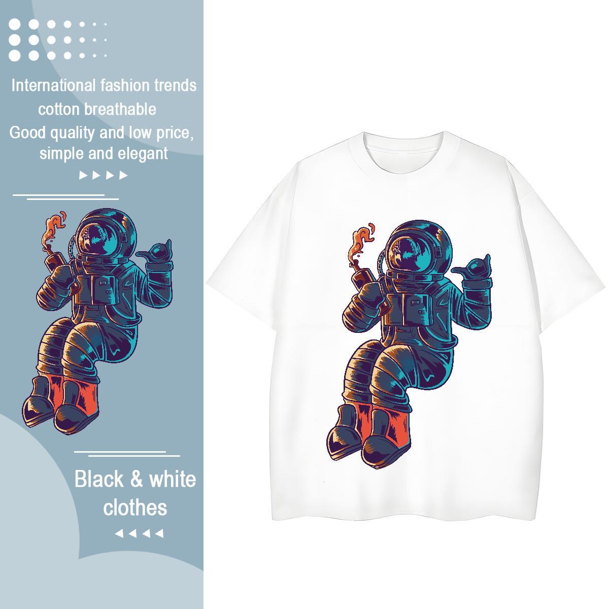 High quality Unisex Tshirts 230g Cotton universe Beach T-Shirts for Women Crew Neck Breathable Skull Clothings