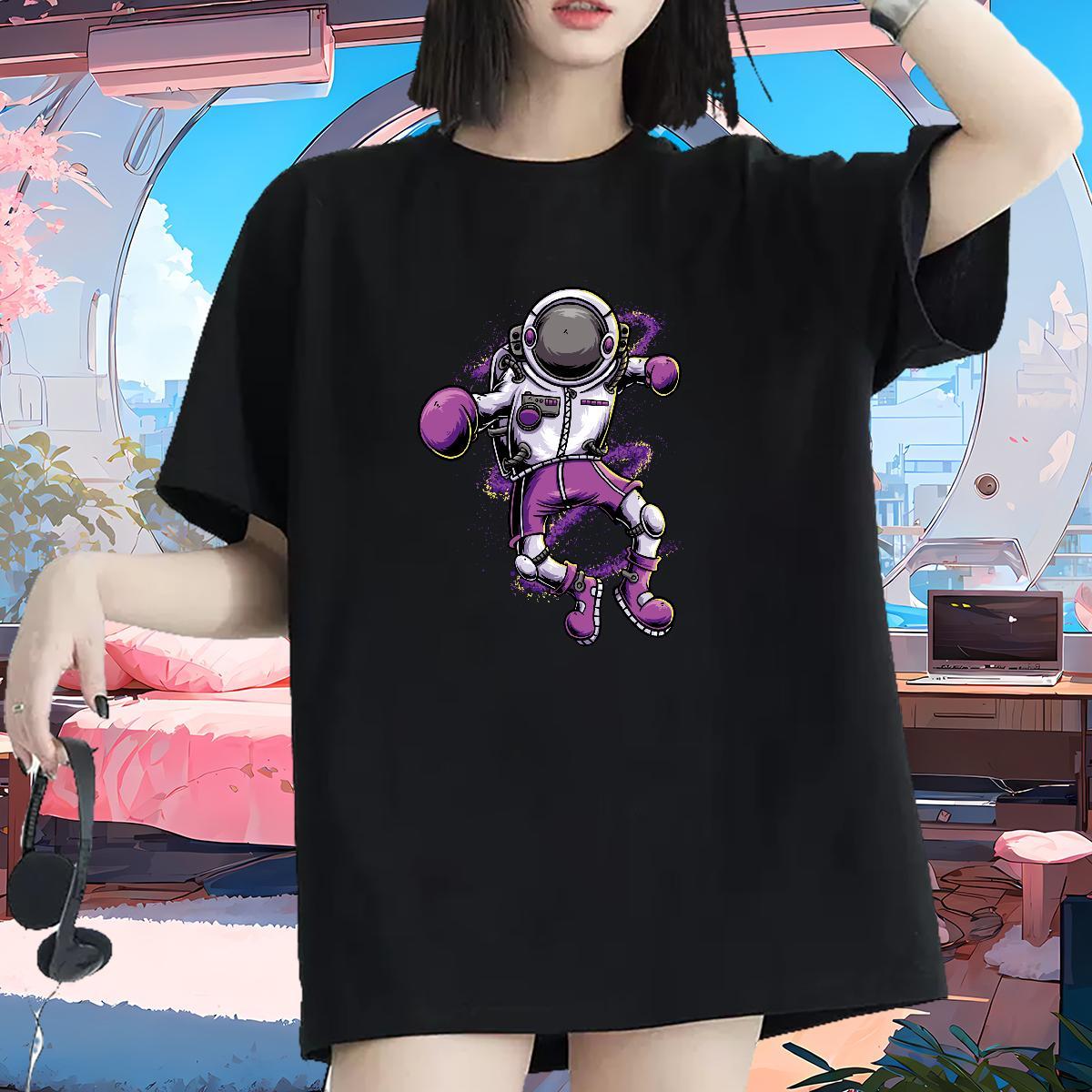 Wholesale Womens Tshirts 100% Cotton 230g universe Spring Summer T Shirts Women Short sleeve Soft Custom Cartoon Tops Shirt