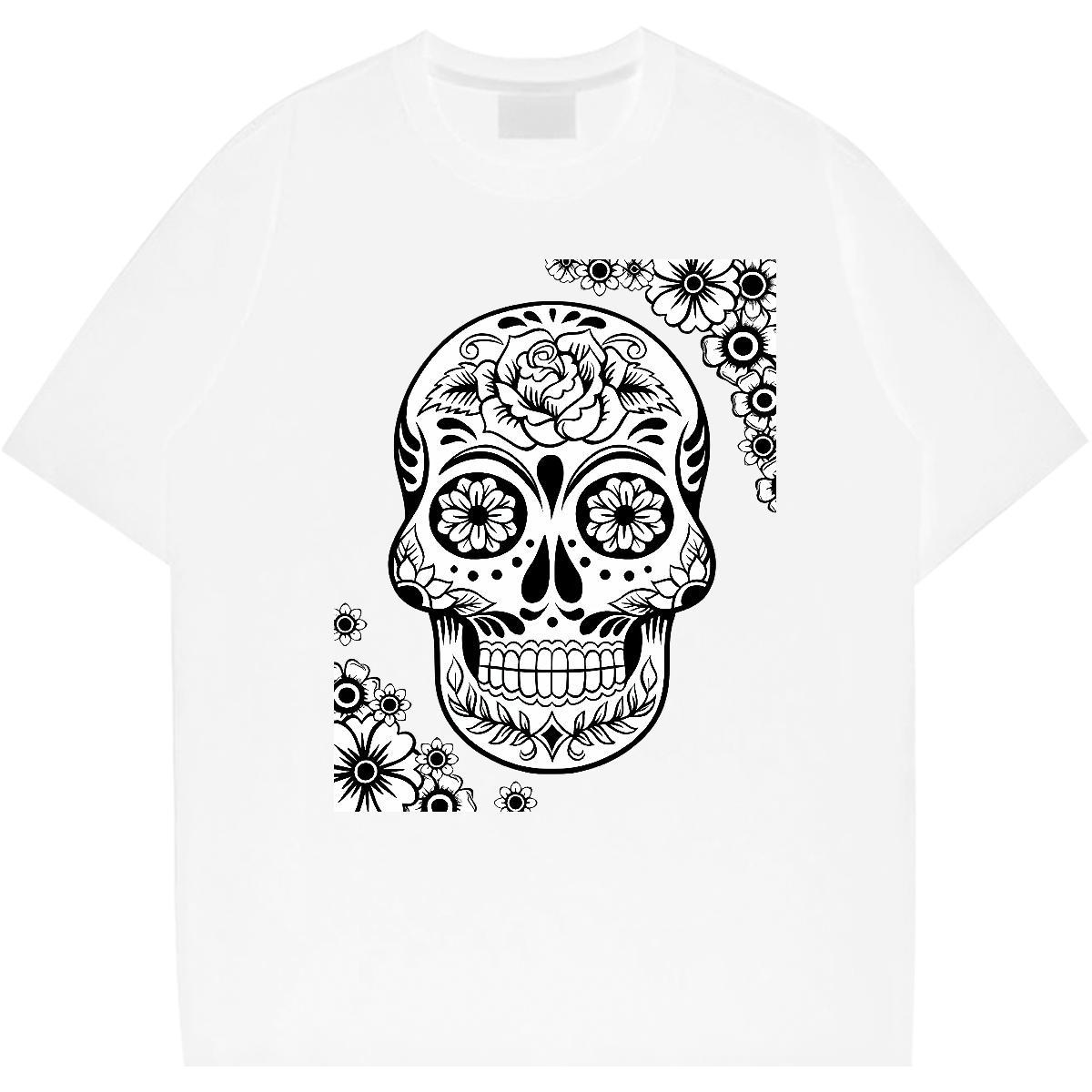 Loose Fit T Shirt For Man 230g Cotton skull Spring Summer Custom Anime Breathable Soft Men Tshirts New Designer Clothings