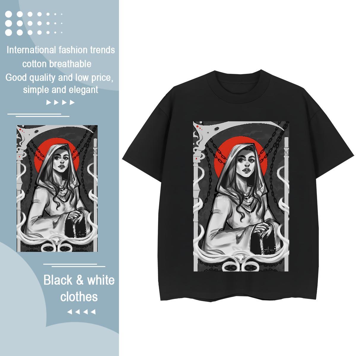 Designer Couples T Shirts 230g 100% Cotton nun Daily Outfit T-Shirts for Women Crew Neck DIY Anime Printed Polos