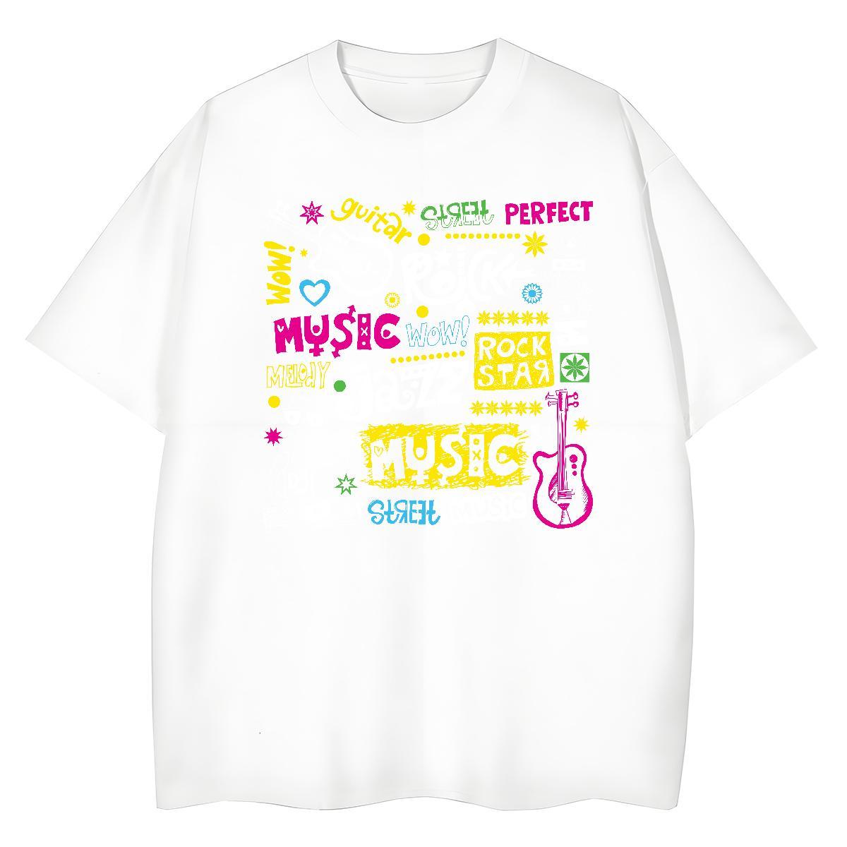Loose fit Women Tees 100% Cotton 230g painting Sports Casual T-Shirts for Women Breathable Cartoon Printing L-4XL Tops