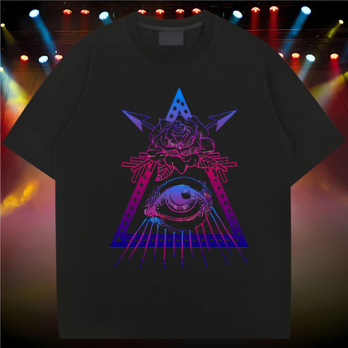 TOP Quality Mens T Shirts 100% Cotton 230g eye of the devil High Street Hip Hop Custom Big Size Breathable Short Sleeve Tshirt for Man Woman Casual Ne
