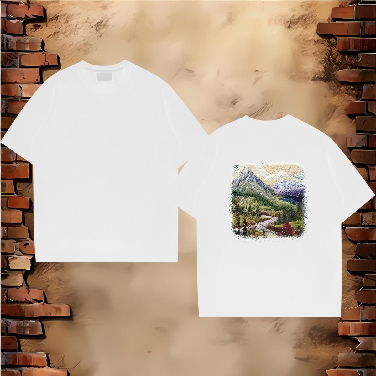 Free Shipping Man T Shirts 230g Cotton river Outdoor Plus Size Cartoon Crew Neck Mens Tshirts New Tops