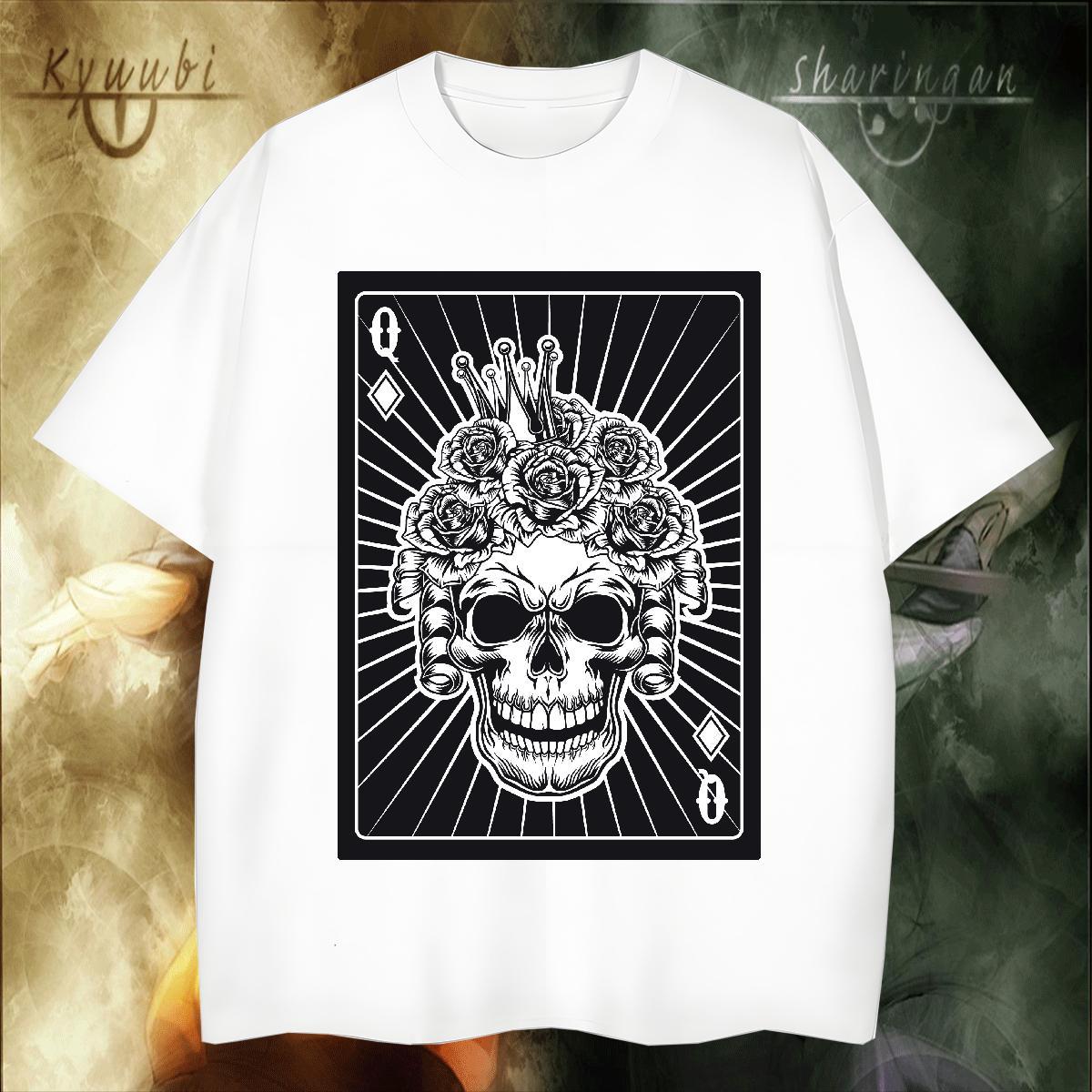 Brand Man T Shirts 230g Cotton skull Hip Hop Street Asian Size O Neck Short Sleeves Tshirt for Man Woman 2024 Summer Top Tees