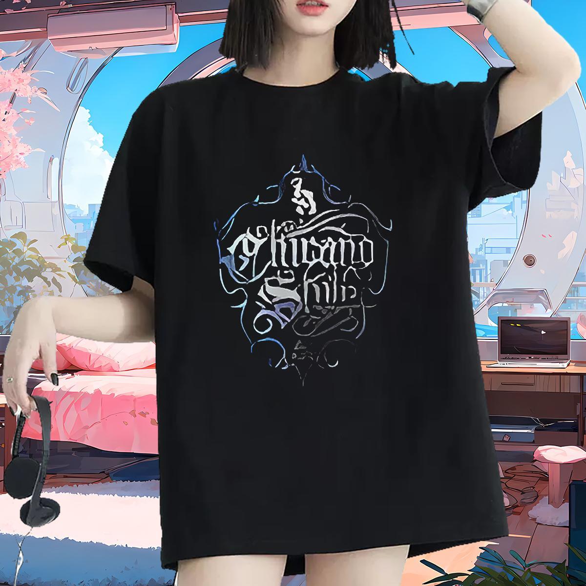 Loose Woman Tshirt 100% Cotton 230g letter Outdoor T shirt Breathable Soft Anime Print Top Shirts