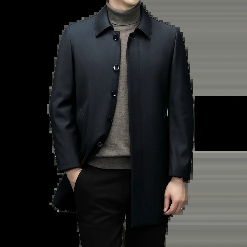 autumn fashion coat mens High quality trench coat Business Casual fleece warmth jackets Mens Clothing size M-4XL 240822