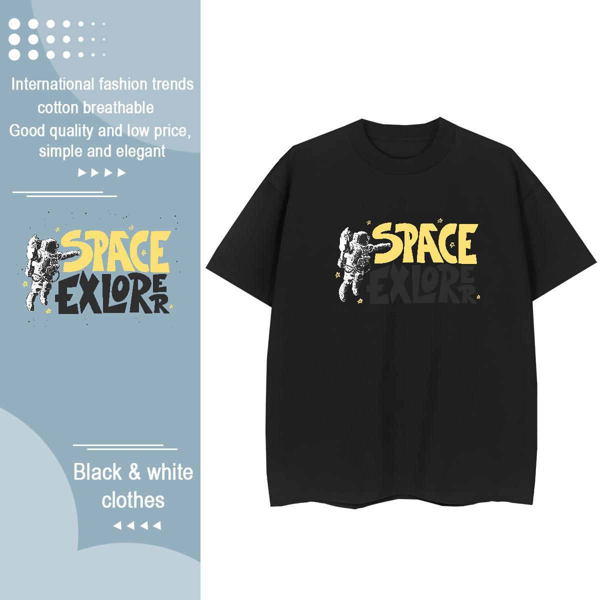 Designer Couples T Shirts 230g Pure Cotton cosmonaut Street Casual T Shirt For Woman O-Neck Short Sleeve Graphic Tee Shirt